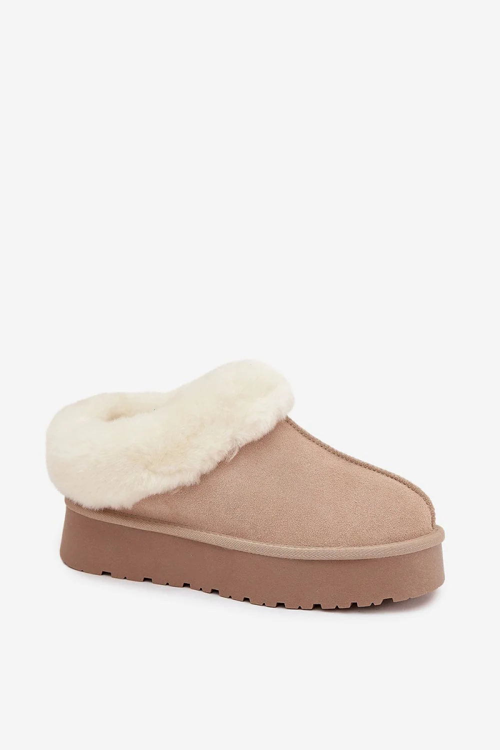 bottes neige femme suédine beige daim naturel plateforme 4cm tige 6cm doublure fourrure intérieure semelle caoutchouc antidérapante rembourrée