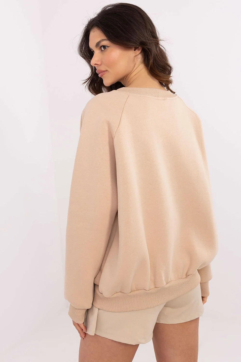 Sweatshirt Carolina beige manches raglan sweatshirt femme décontracté longueur standard col rond logo