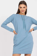 Robe de jour BFG en coton élasthanne manches longues col rond ceinture nouable poches latérales