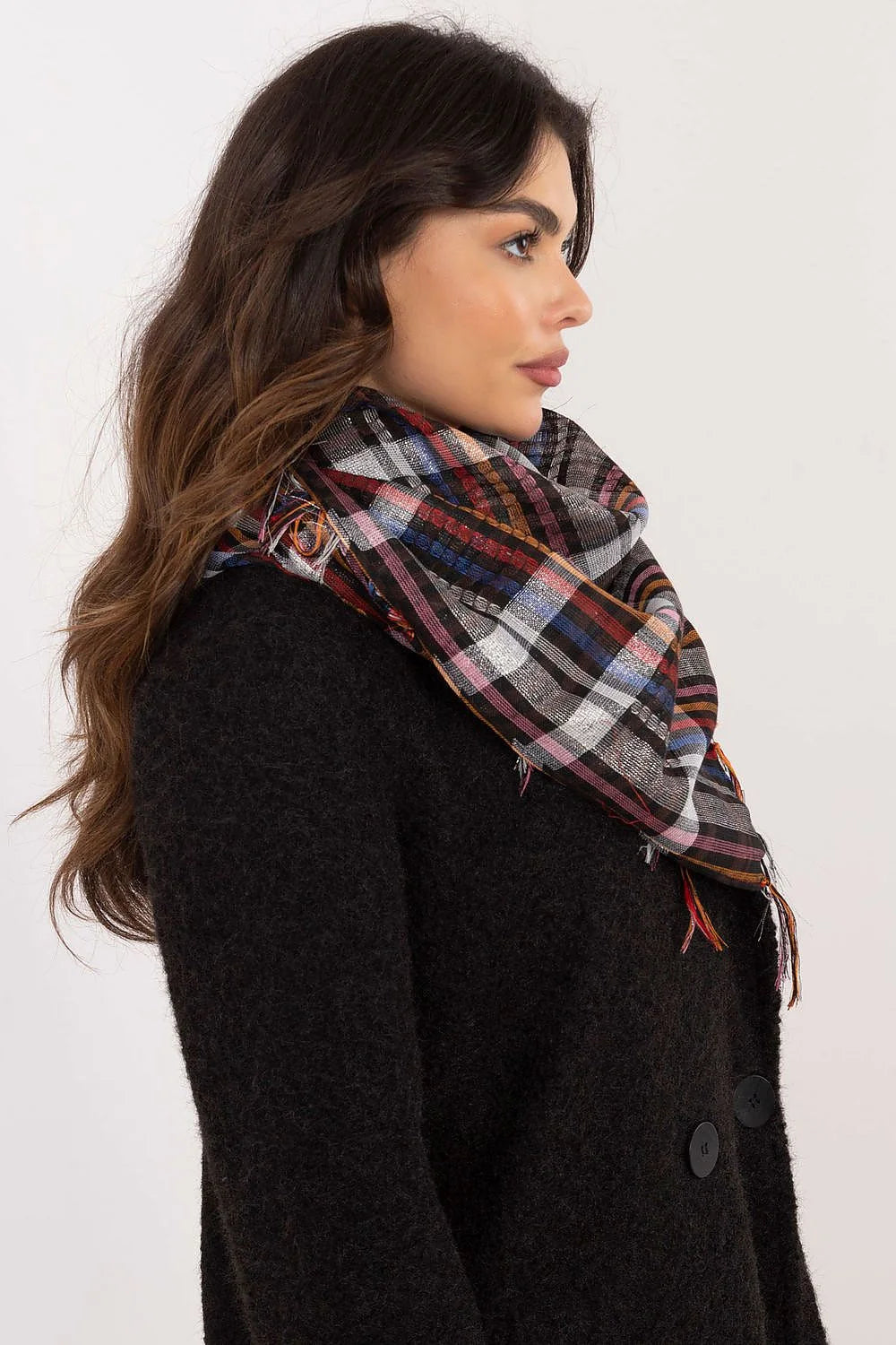 Écharpe à carreaux classique pour femmes, matière douce, franges multicolores, polyvalente, mode universelle, accessoire chic