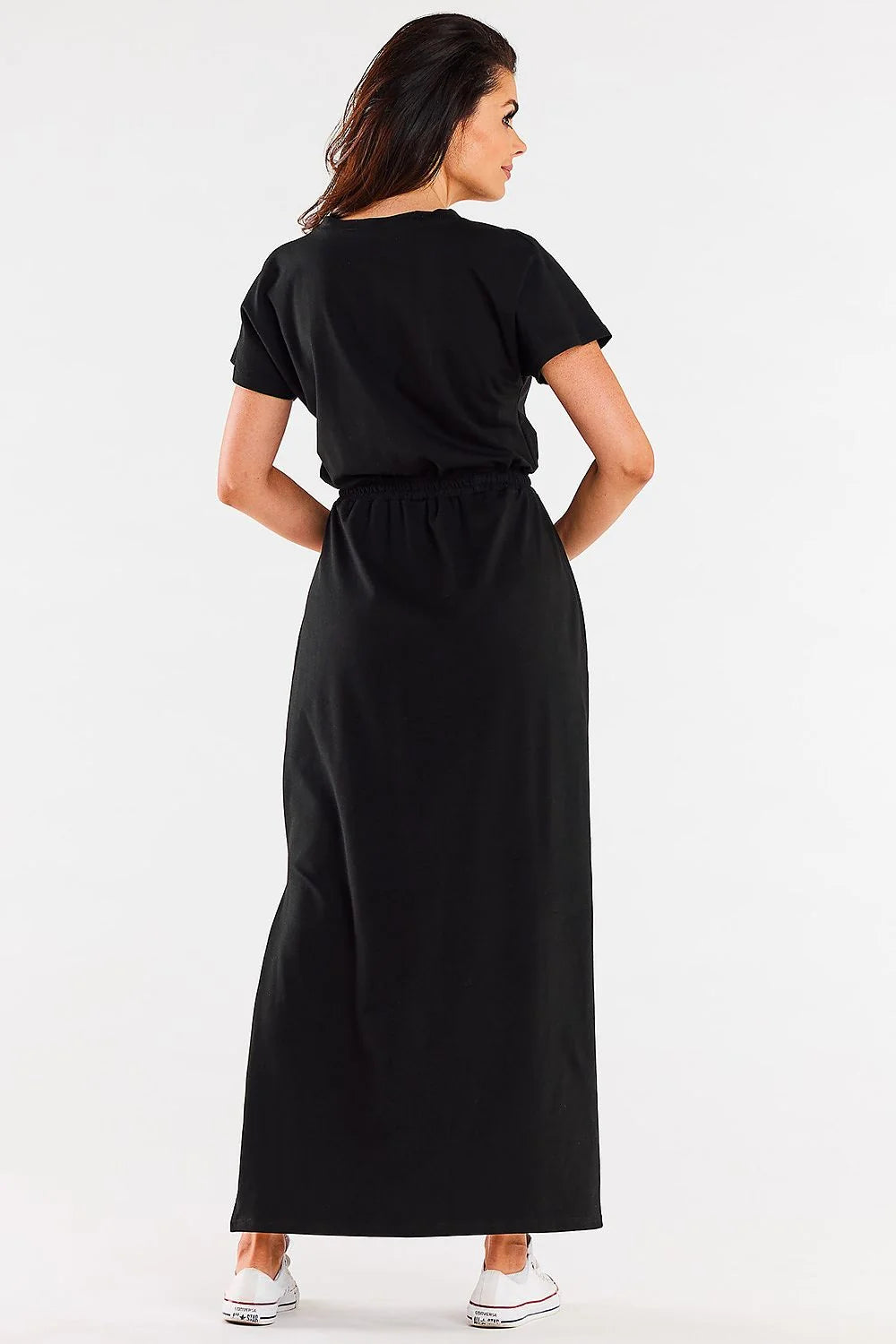 Robe de jour Infinite You longue manches courtes décolleté cœur coton lycra taille élastiquée style moderne femme robe polyvalente