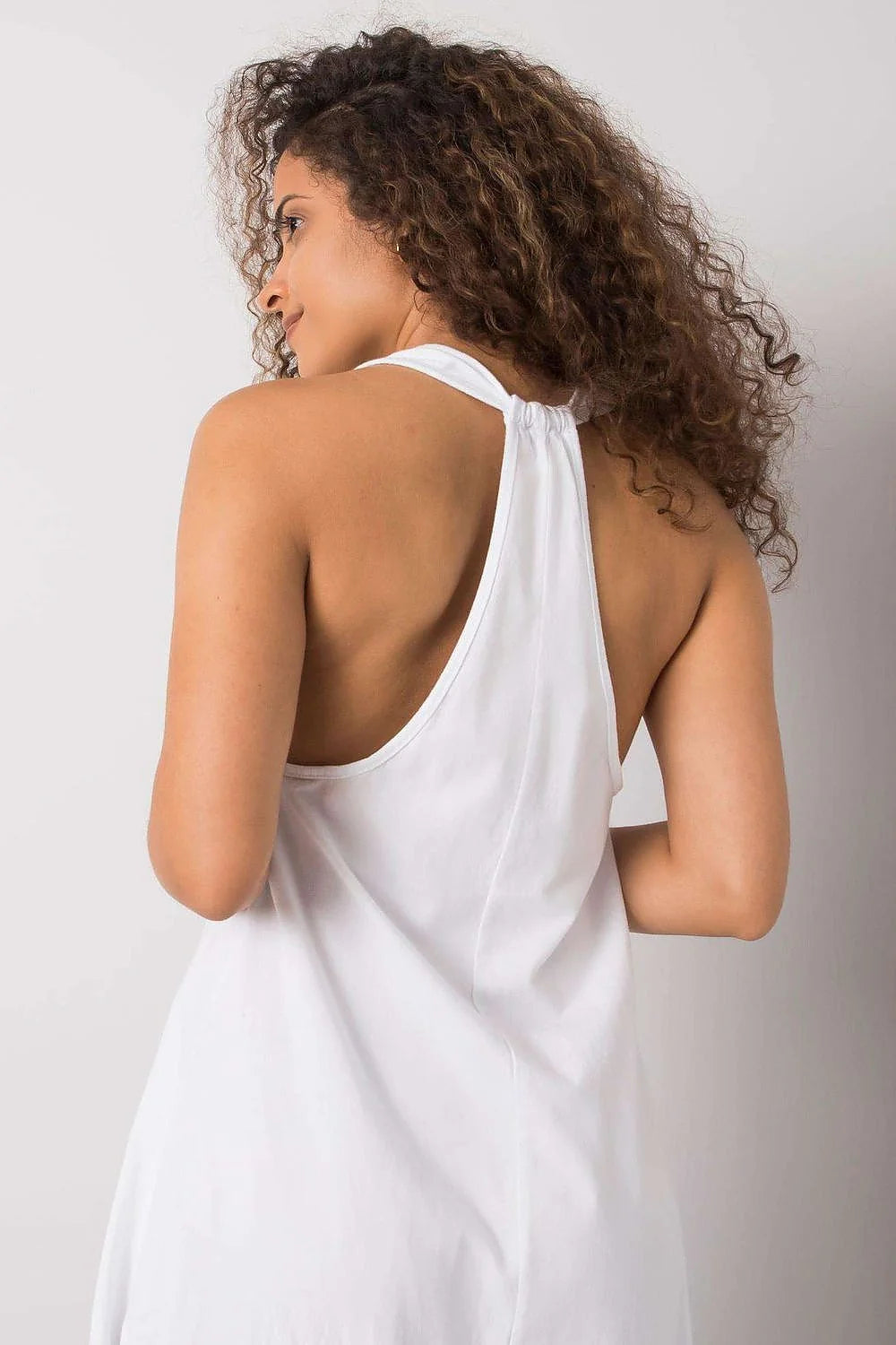 Robe de jour style décontracté été sans manches coupe trapèze longueur genou coton vert menthe femme polyvalente