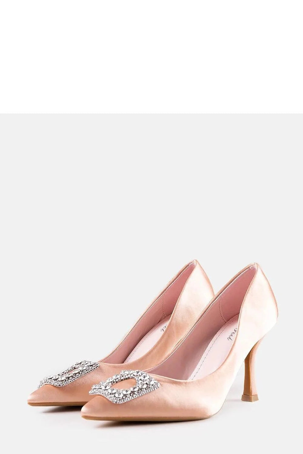 escarpins talons aiguilles satin beige zircons clemente bout pointu confort élégant sophistiqué soirée ete collants résille noirs motif baroque dentelle