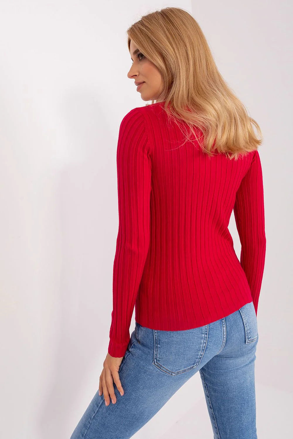 Pull à col roulé Factory Price viscose polyester nylon femme couleur rouge vif style moderne coupe ajustée manches longues finitions soignées