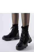 Bottines femme style combat boots cuir similicuir suédine noire tige haute cheville robuste semelle caoutchouc crantée lacets ajustables occasion quotidienne hivernale