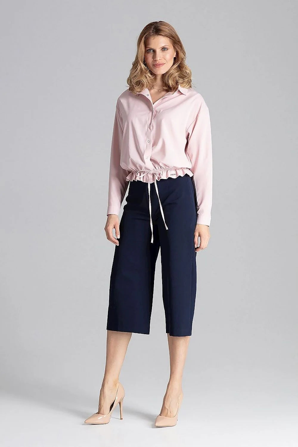 Pantalon jaune vif femme en tissu lisse élégant moderne taille haute coupe évasée chic