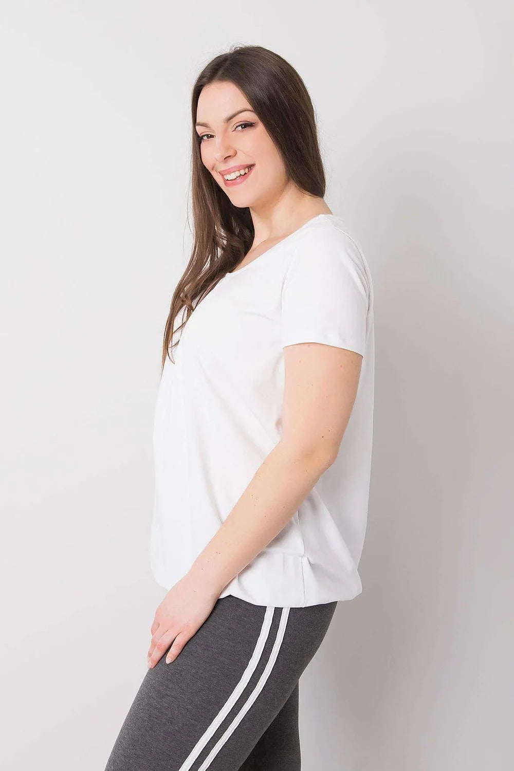 T-shirt BFG pour femme grandes tailles manches courtes col rond coton élasthanne confortable élégance quotidienne