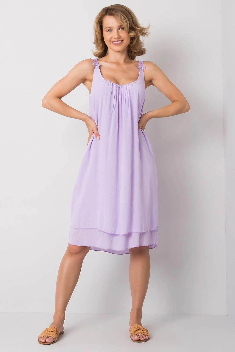 Robe de jour Och Bella style décontracté été bretelles décoratives fleurs coupe ample tailles S M L femme
