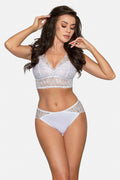 Ensemble lingerie femme soutien-gorge sans armature dentelle culotte bikini microfibre couleur blanc intérieur confortable mode élégant