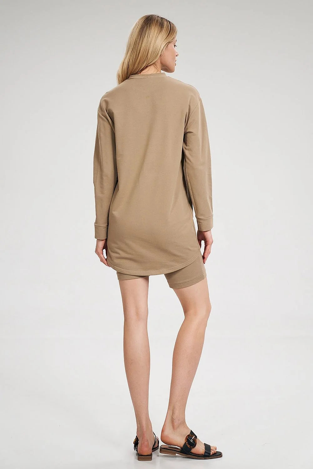 Ensemble femme coton élasthanne style décontracté élégant haut manches longues volants short tendance confortable