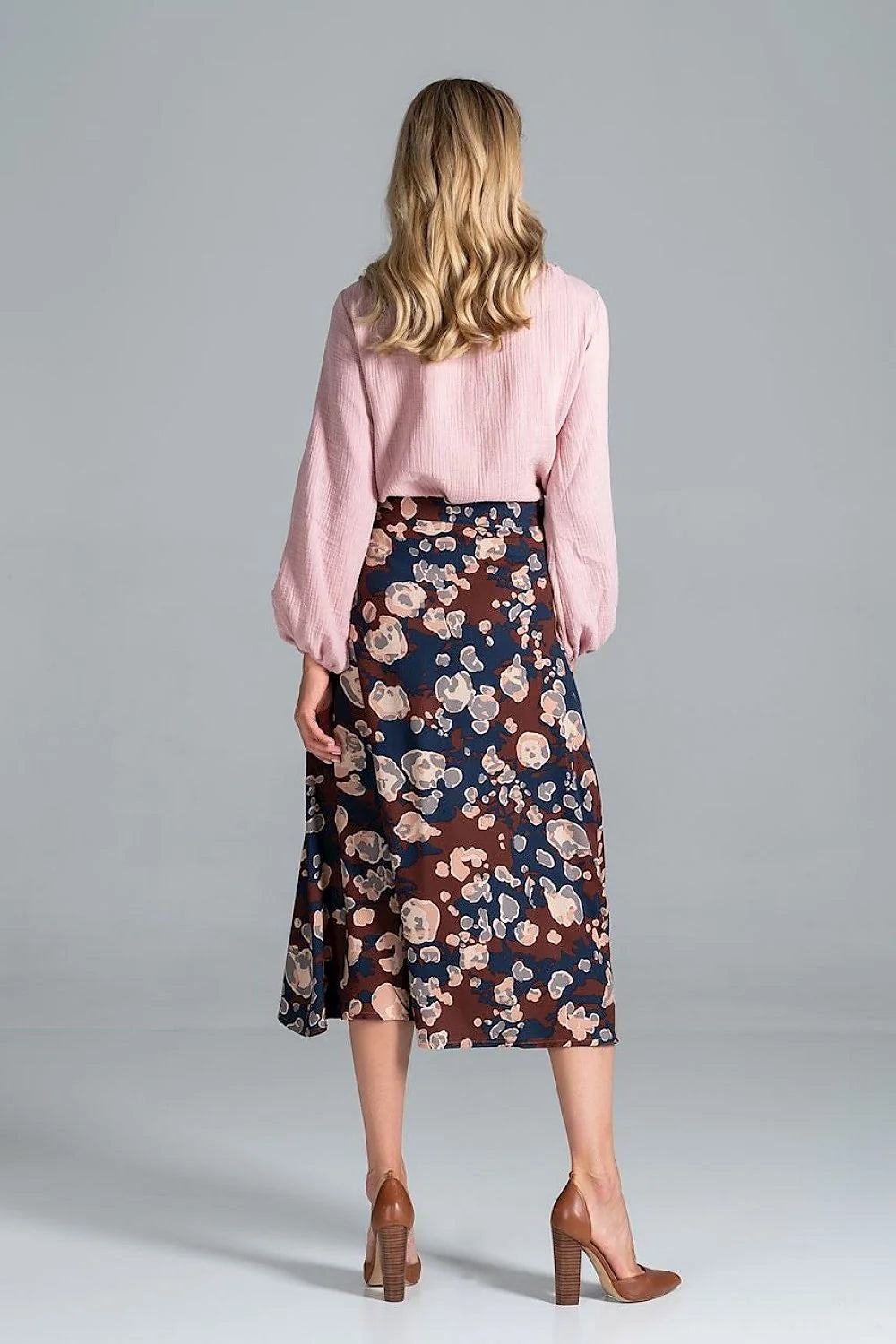 Chemisier Figl viscose fluide élégant manches longues motifs floraux abstraits pour occasions décontractées et formelles