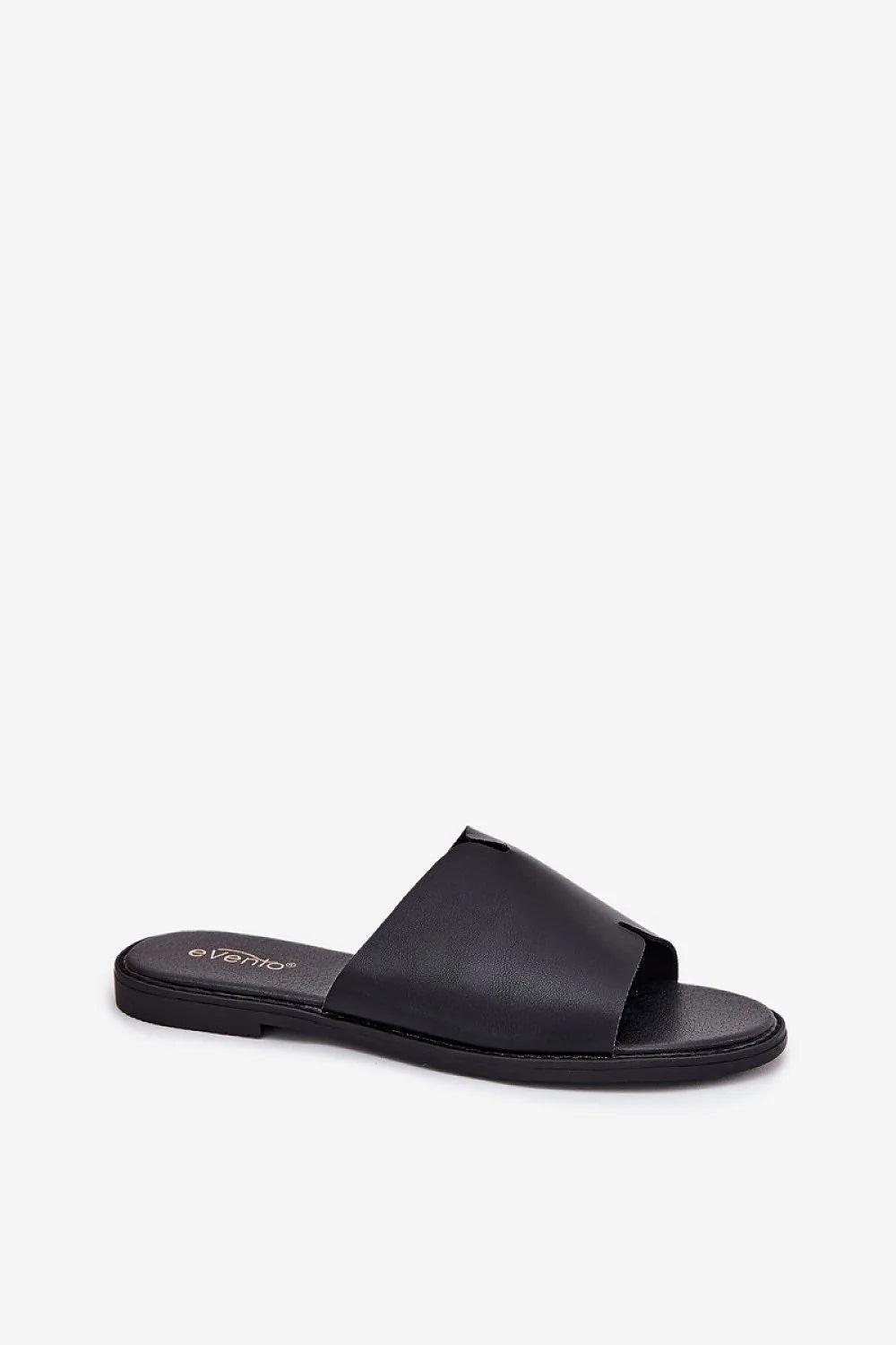 sandales femmes minimalistes noires mules plates empeigne large découpe V bout ouvert maintien orteil semelle légère confortable cuir artificiel