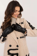 Manteau pour femmes mi-long moderne style urbain imprimé graphique noir col à revers laine mérinos doux confortable taille ajustée poches à rabat boutons noirs hiver automne