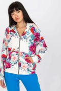 Sweatshirt à capuche floral femme, manches longues, fermeture éclair, style casual, matériau doux, taille confortable