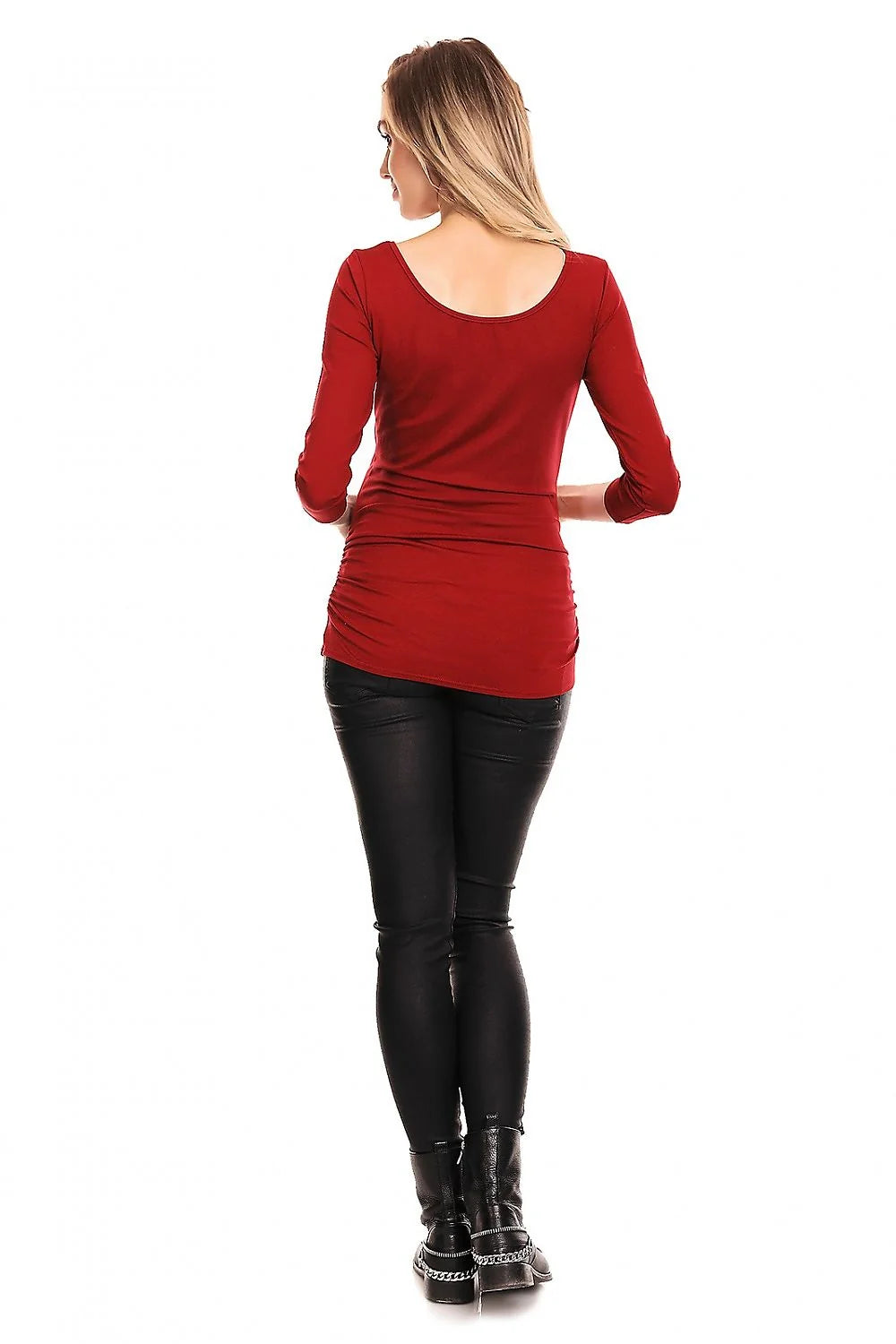 Chemisier de maternité Pee Ka Boo à manches 3/4 en viscose élasthanne bleu vif style ajusté avec fronces latérales