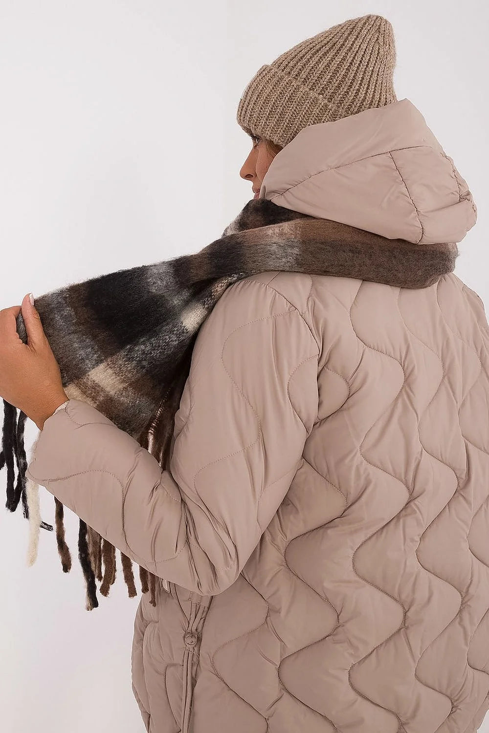 Écharpe en polyester classique motif carreaux châles longs 186 cm franges décoratives mode hiver femmes occasionnels tenues élégantes