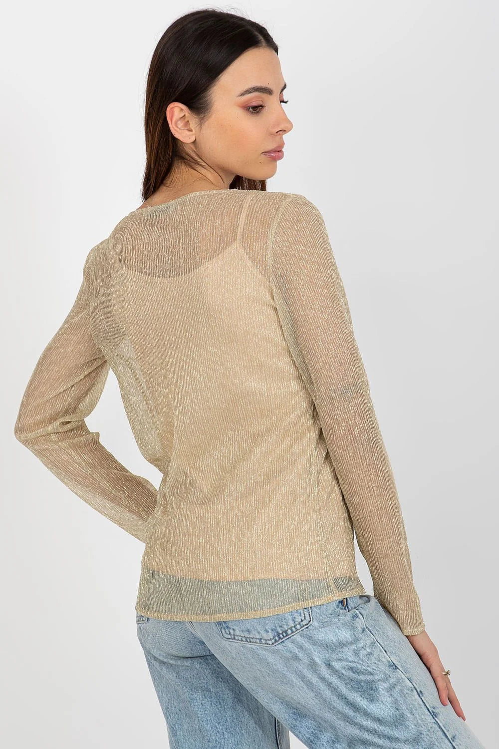 Chemisier Lakerta élégant pour femme en polyester 100% manches longues encolure ronde fleur décorative