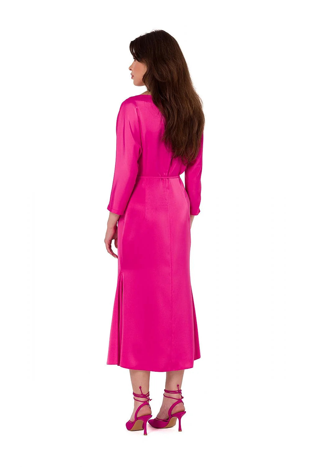 Robe de soirée élégante en satin rose vif manches kimono taille ajustable sans doublure femme occasion spéciale Makover