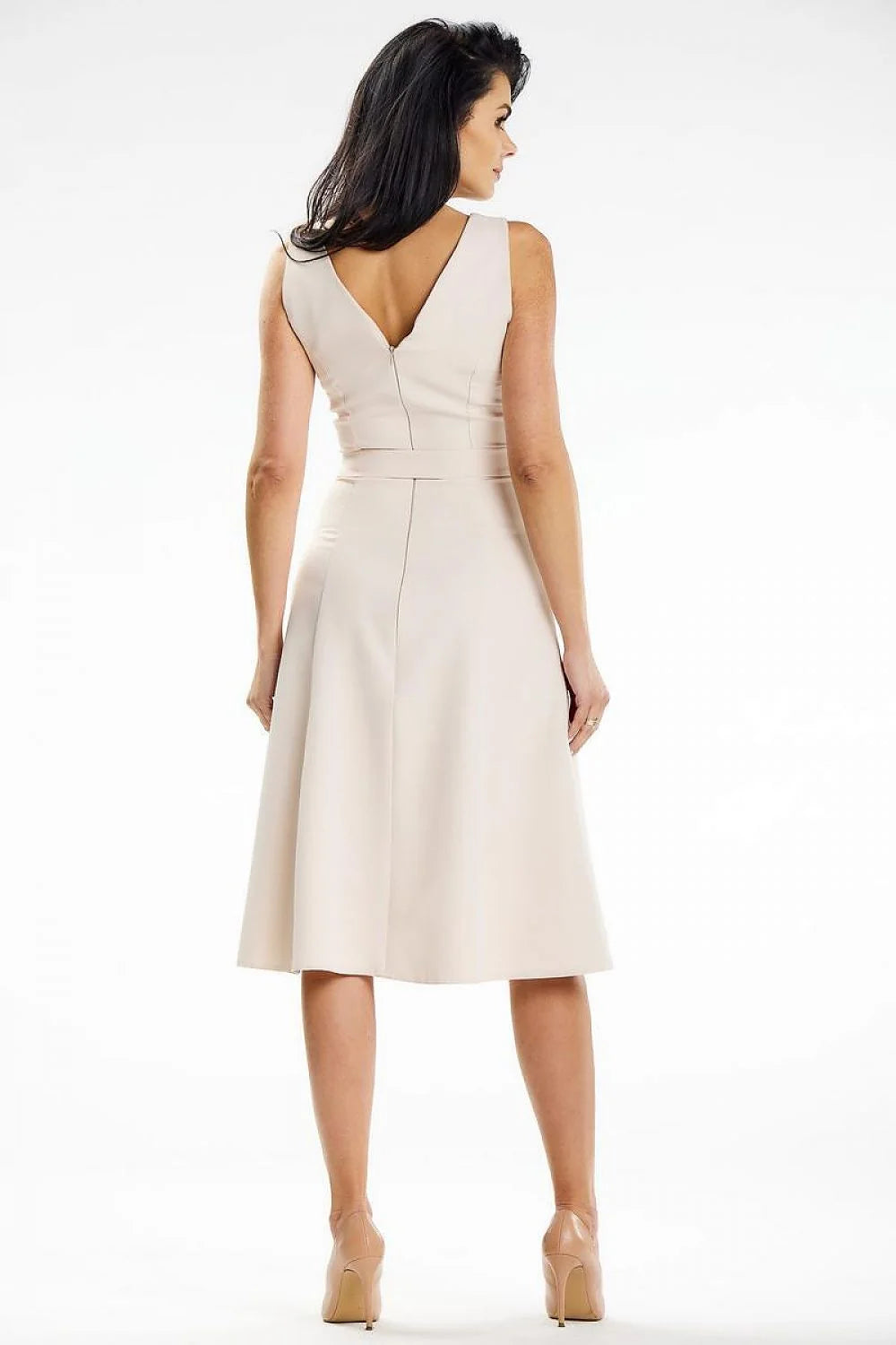 Robe élégante jour awama sans bretelles encolure bateau ceinture argent taille ajustable polyester elasthanne femmes
