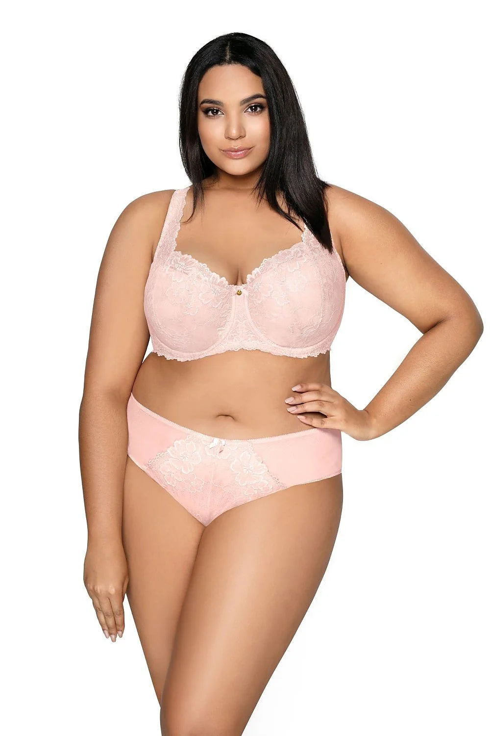 Culottes dentelle florale femme rose clair taille mi-haute style élégant coupe classique maintien optimal lingerie sexy
