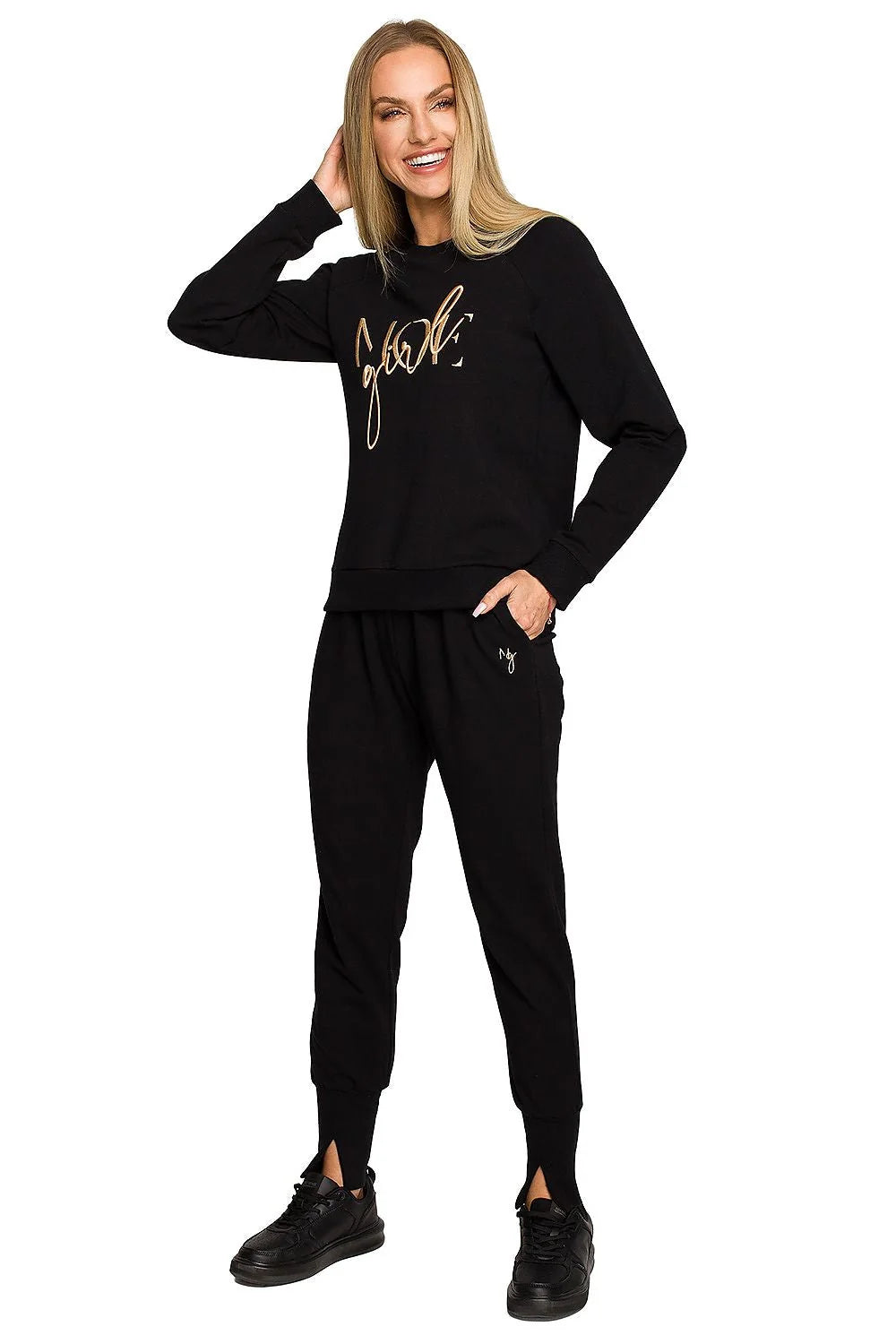 Sweatshirt pour femme moderne style casual couleur verte vif manches longues broderie Girl coton élasthanne ajustement confortable