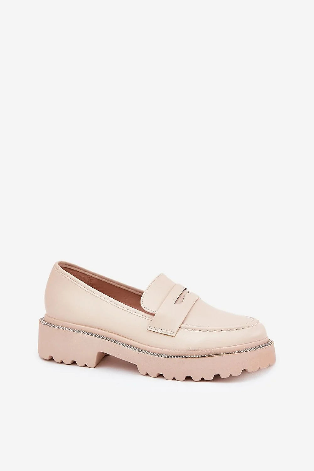 Mocassins pour femmes élégance et confort design classique cuir écologique beige métallique talon 4cm tige 6cm occasion quotidienne
