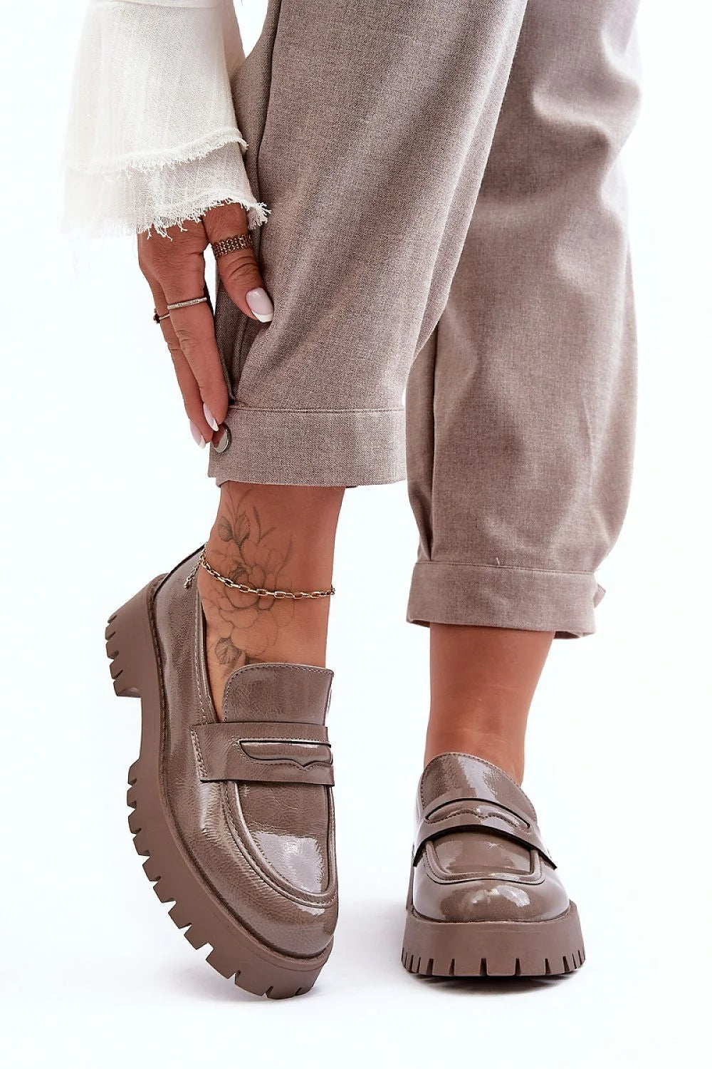 Chaussures basses à talons Step in style design moderne élégant cuir artificiel taupe femmes confortable semelle épaisse plateforme 3 cm talon 4 cm