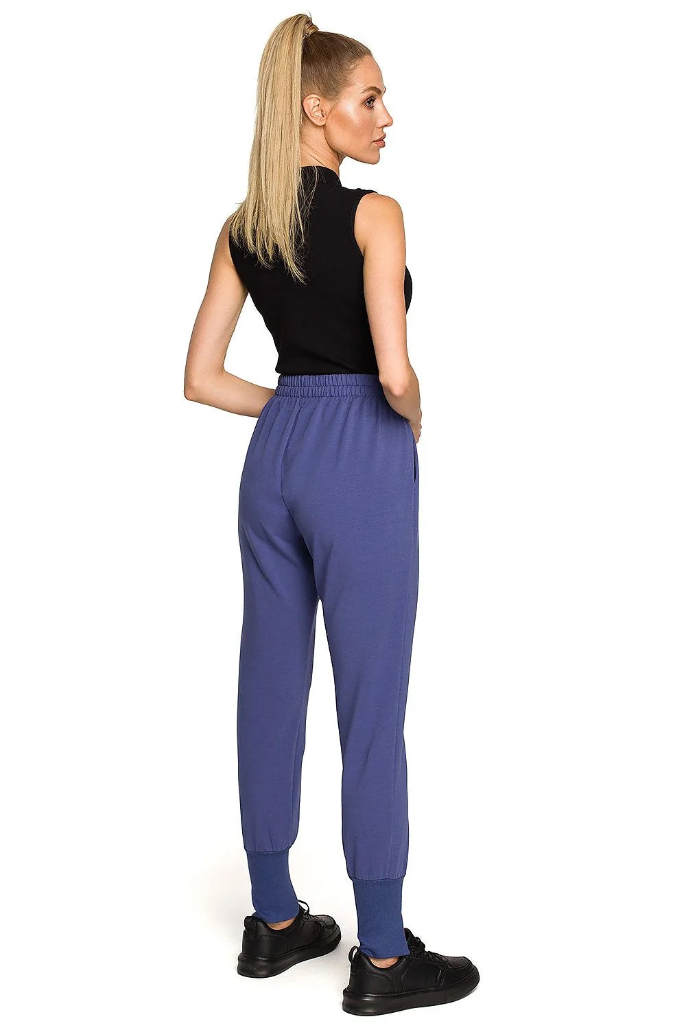 Pantalon survêtement Moe avec broderies et fentes, coupe ajustée, taille haute, coton élasthanne, style urbain pour femme