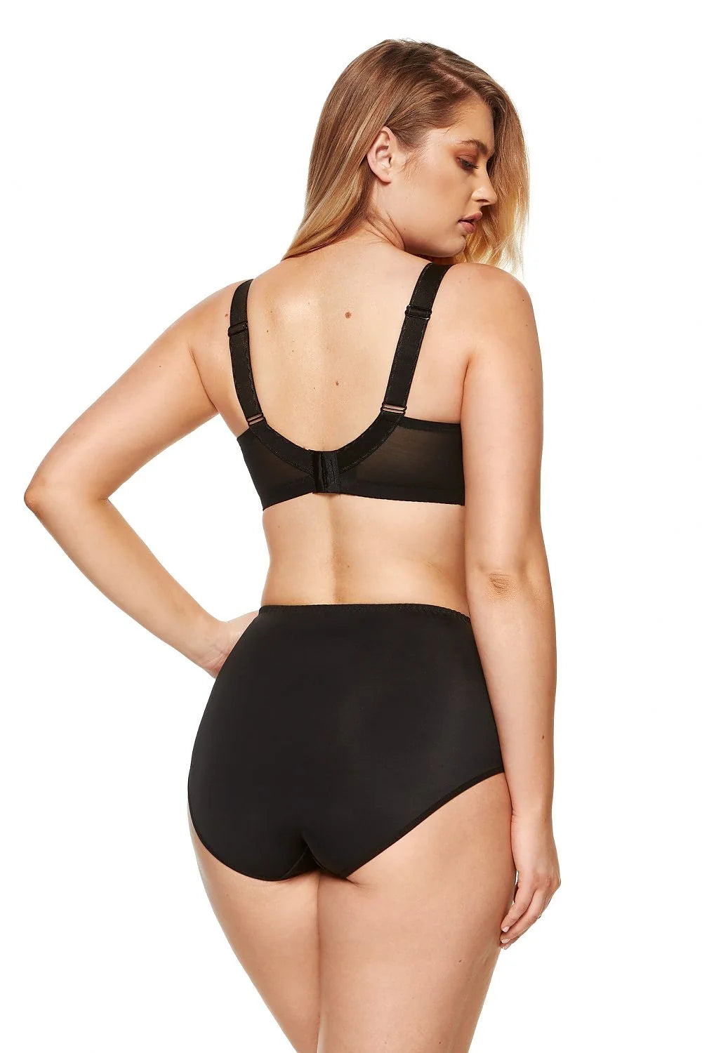 Soutien-gorge et culotte taille haute sans armature en tulle noir pour femmes, lingerie confortable et élégante, taille large, design moderne, minceur optique