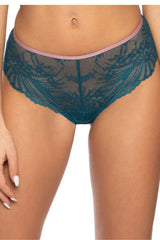Culotte femme dentelle fine floral bleu canard rose pâle taille mi-haute maintien confortable lingerie élégante occasion spéciale quotidien