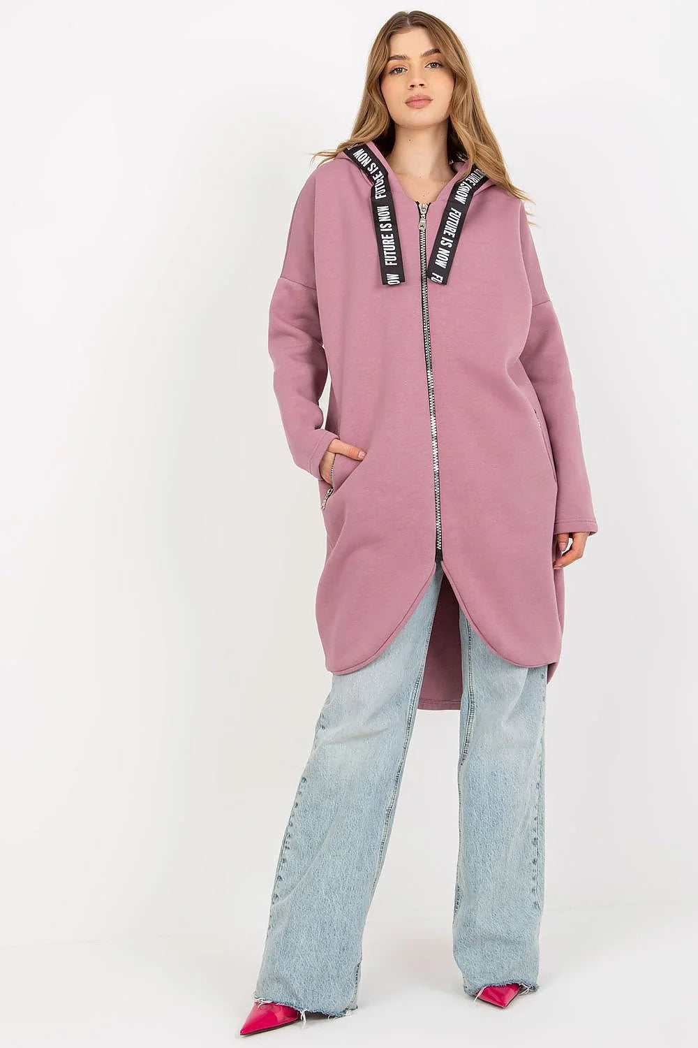 Manteau Femme Style Contemporain Urban Asymétrique Bleu Sarcelle Matière Confortable Coupe Amples Manches Longues Capuche Zippée Poches Latérales Zippées Occasions Daily Casual Chic