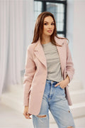 Veste classique pour femme longueur standard tissu à chevrons col classique manches longues boutons poches à rabat finitions soignées