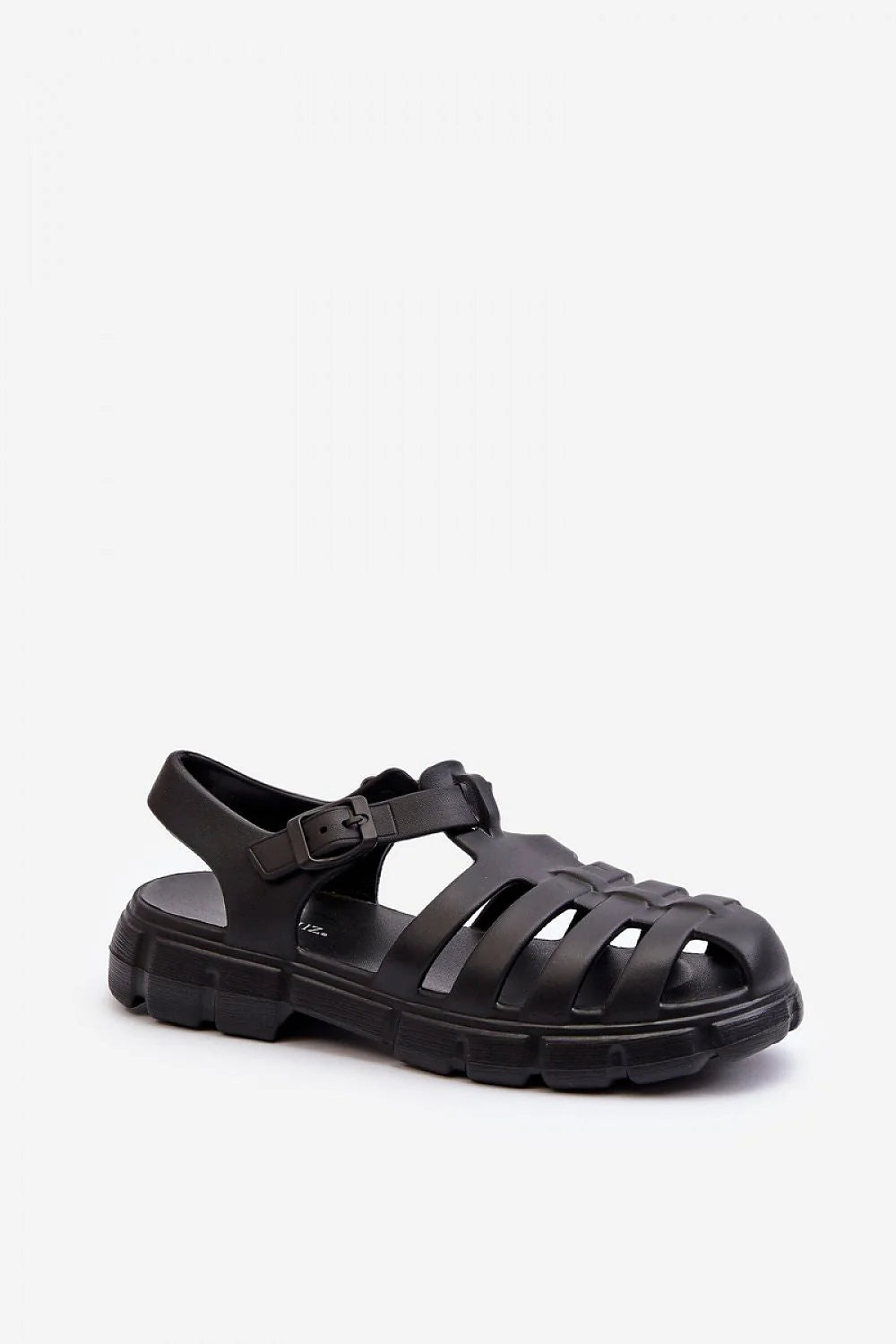 Sandales femmes design moderne épaisse semelle matériau synthétique noir confortable style urbain occasions estivales