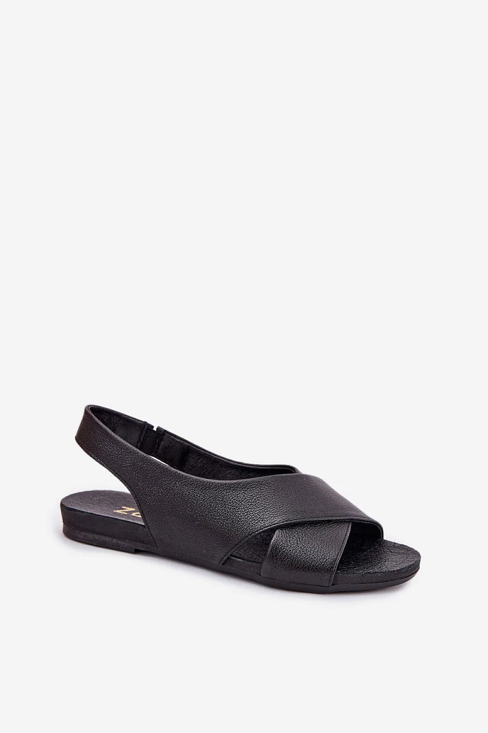 Sandales pour femmes style moderne ouvertes cuir noir confortables talon plat occasions estivales design sophistiqué