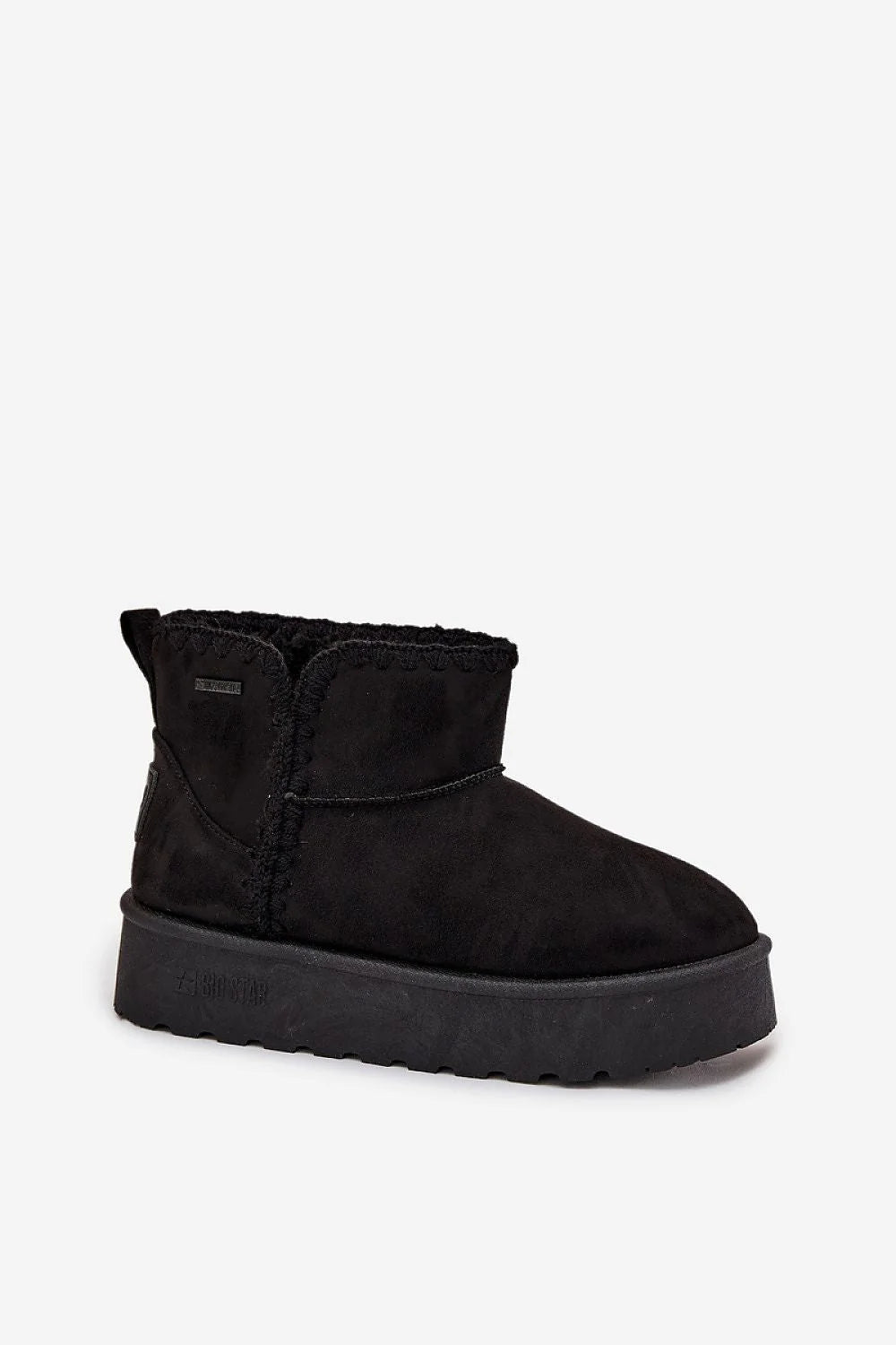 bottes neige femme BigStar suédine écologique imperméable fourrure douce chaude confort cheville surpiqûres décoratives plateforme 4cm tige 12cm semelle antidérapante