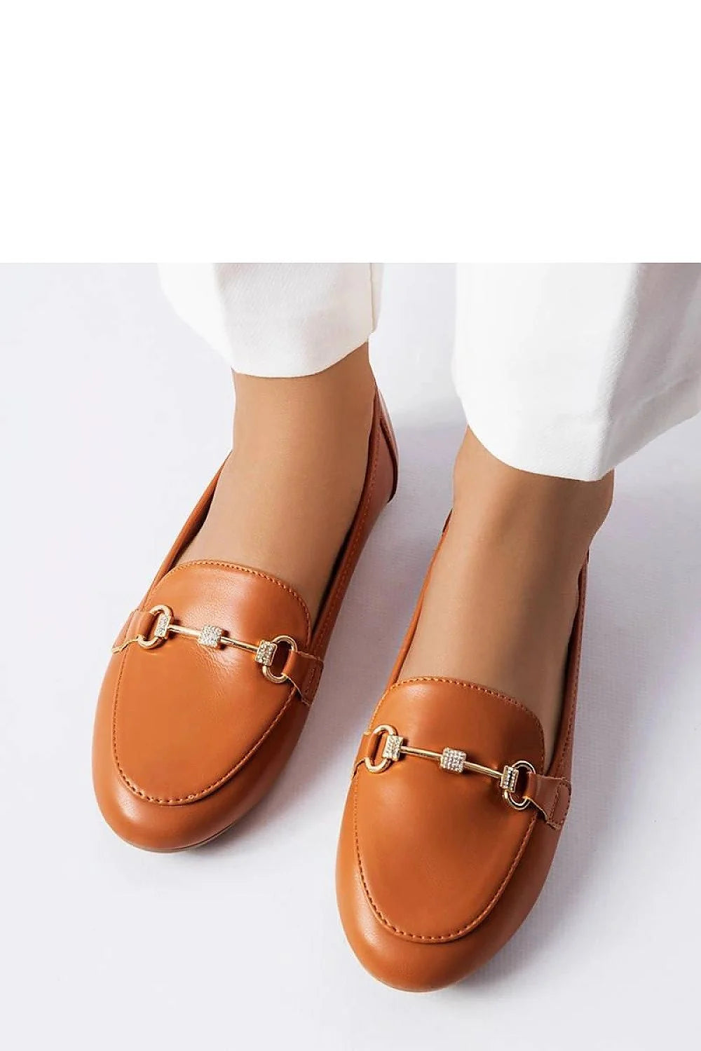 mocassins solea femme élégance caramel cuir lisse mors doré strass bout rond semelle plate confort doublure mousse casualchic intemporel