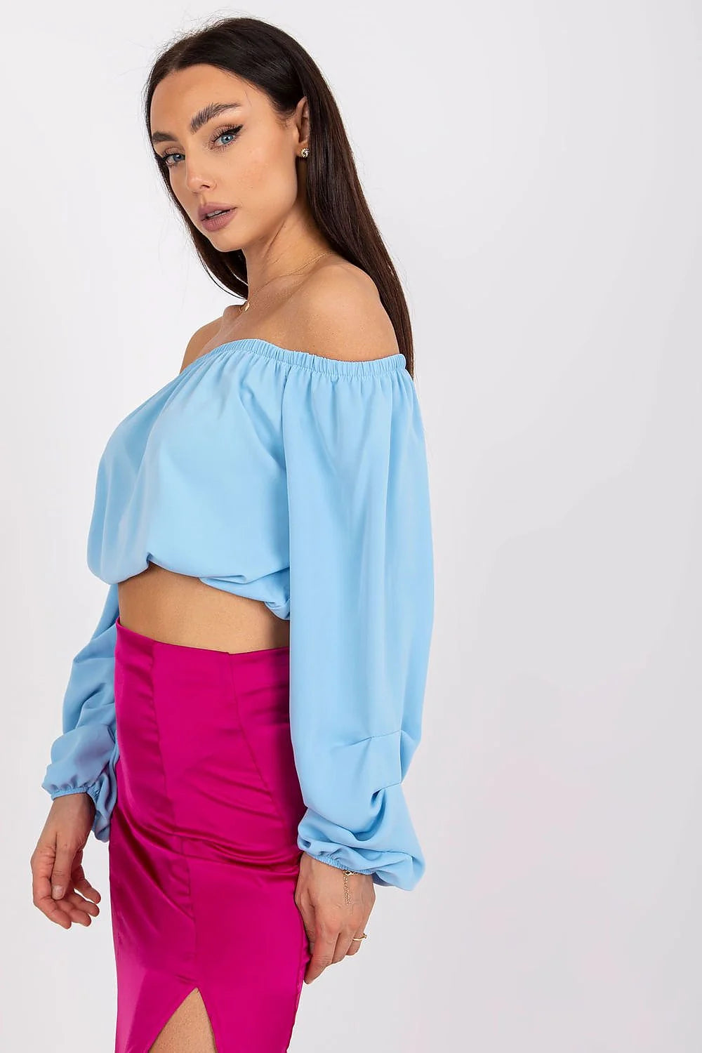 Chemisier à épaules nues style moderne manches longues en polyester 100% pour femmes été tendance Italie Moda