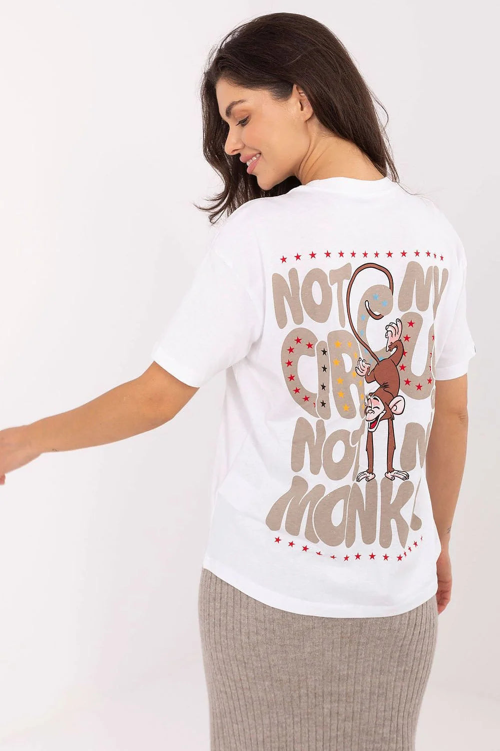 tshirt femme blanc imprimé col rond manches courtes décontracté coton jersey doux motif poitrine notmycircus coeur rouge retro coupe hanches