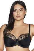 Soutien-gorge féminin élégant semi-rembourré dentelle noire confortable maintien excellent femmes poitrine forte ajustement parfait