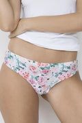 Culottes brésiliennes Julimex en microfibre douce style romantique floral pastel rose femme lingerie confortable