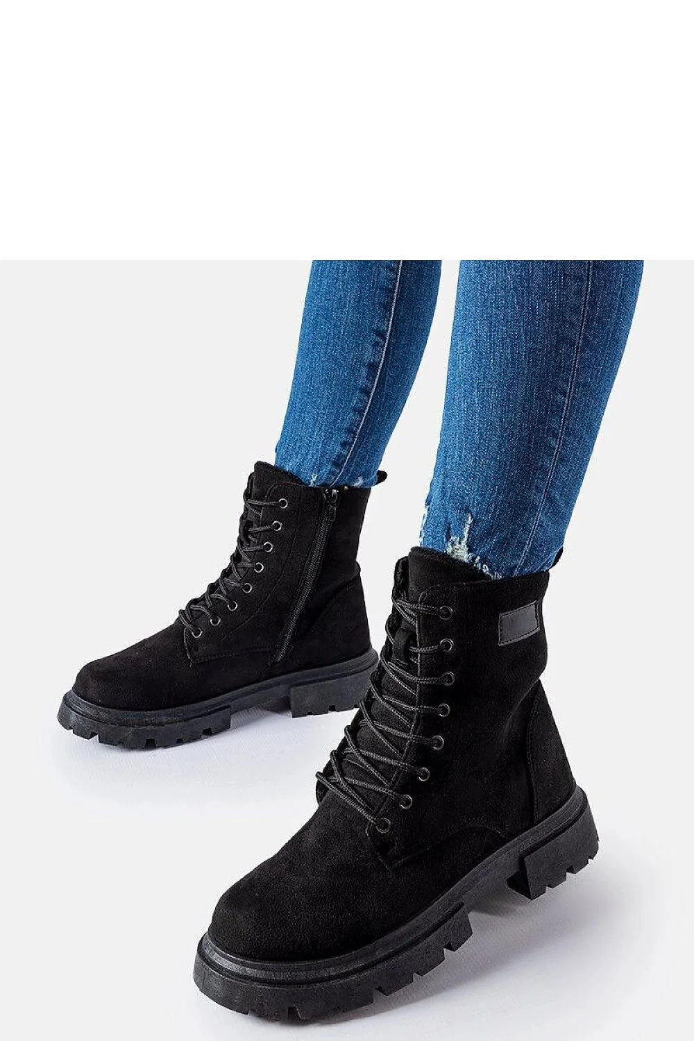 Bottes trappeur femmes suédé noir fermeture éclair lacets haute cheville confort style urbain moderne