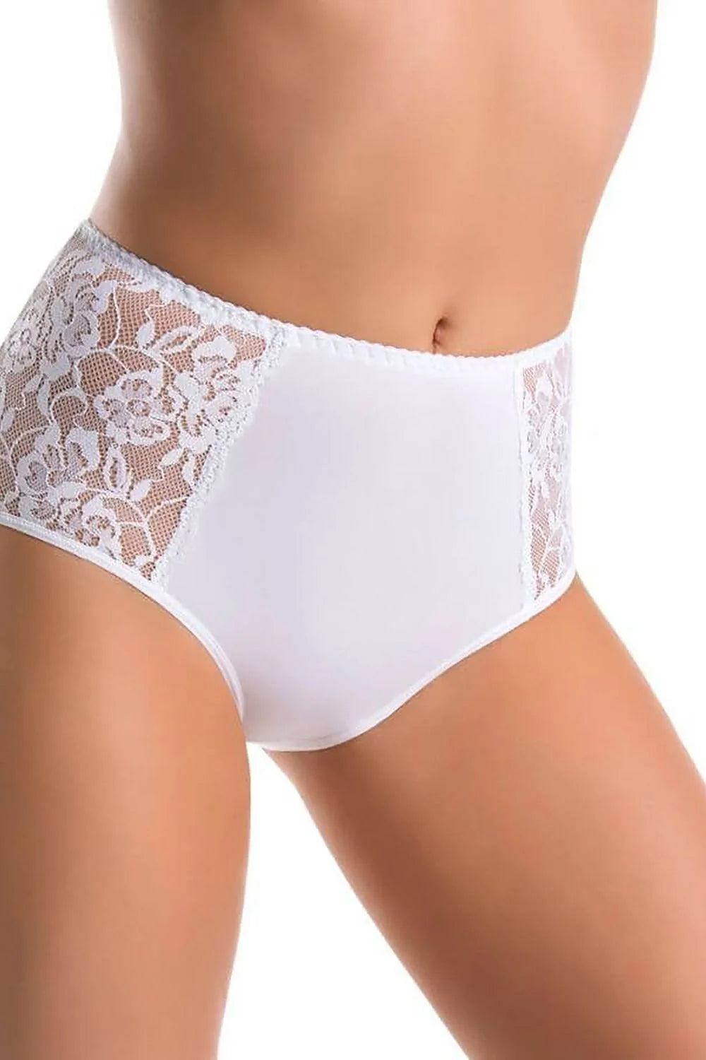 Culotte taille haute féminine rétro opacité et transparence panneaux dentelle noire beige blanc set 3 pièces