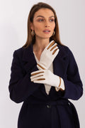 Gants élégants pour femme en tissu lisse contrastés bicolore style sophistiqué manches longues poignets tressés fleurs brodées polyester spandex