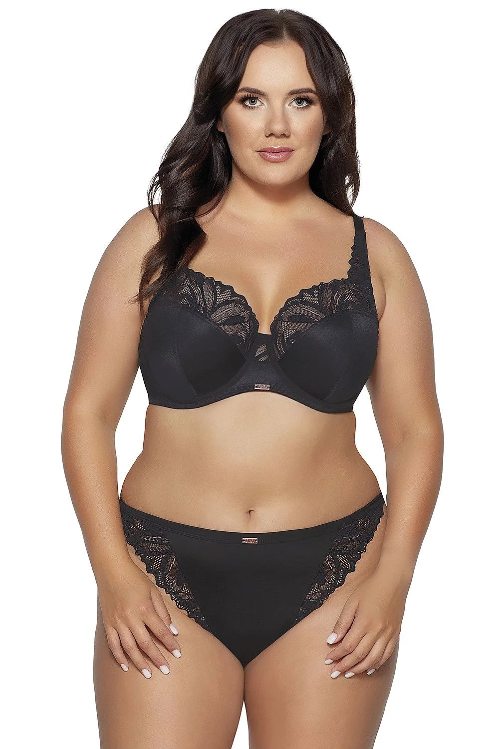 Soutien-gorge élégant pour femme en dentelle noir et beige balconnet armature ajustable