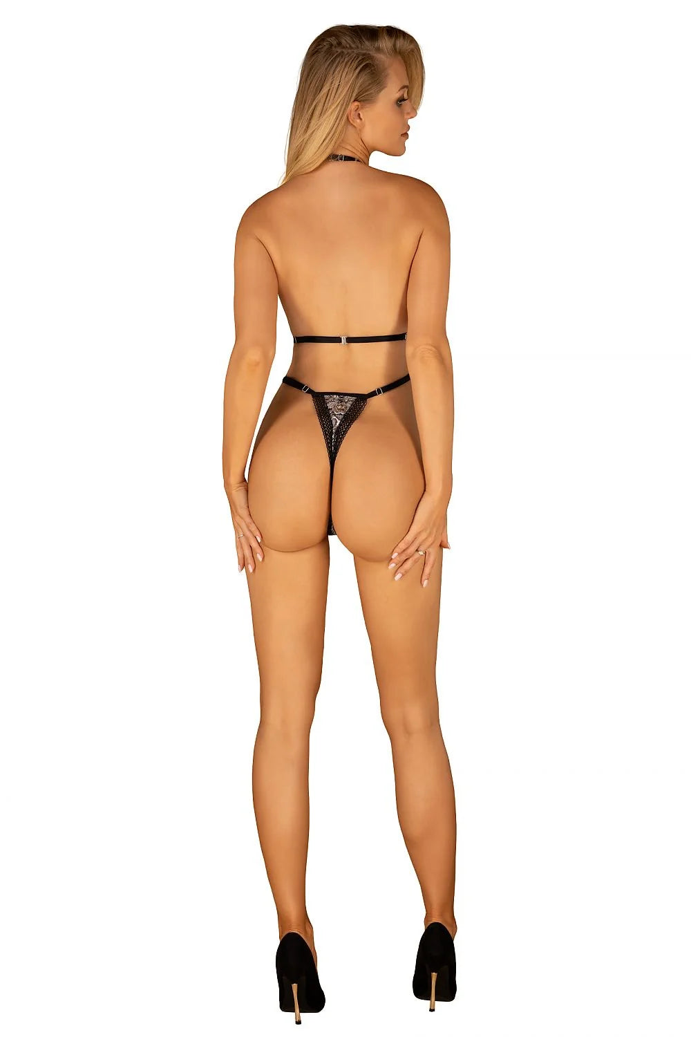 body Obsessive sexy dentelle serpent imprimé beige marron transparent échancré dos nu bretelles réglables taille haute décolleté plongeant stretch maintien
