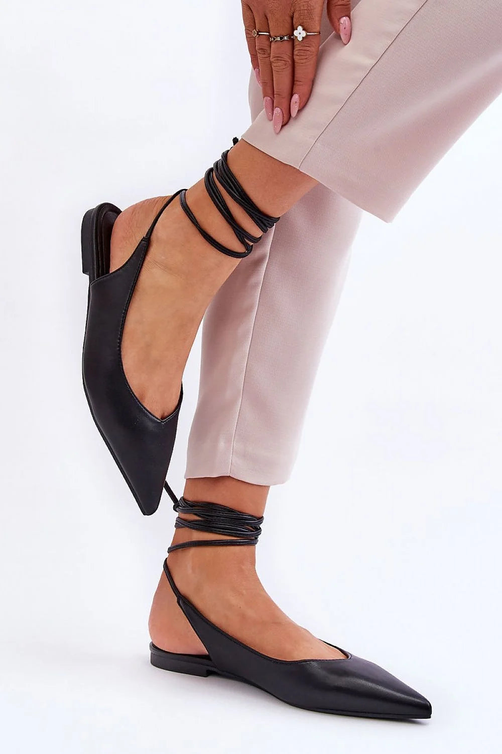 Ballerines plates design élégant cuir écologique lanières ajustables talon plat semelle antidérapante femmes occasion décontractée