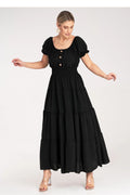Robe de jour Figl style bohème-chic longue manches bouffantes décolleté espagnol taille élastique femme