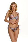 bikini femme imprimé léopard balconnet pushup armatures gel bonnets moulés bretelles réglables bas brésilien nouer dorés métalliques polyamide elastane stretch