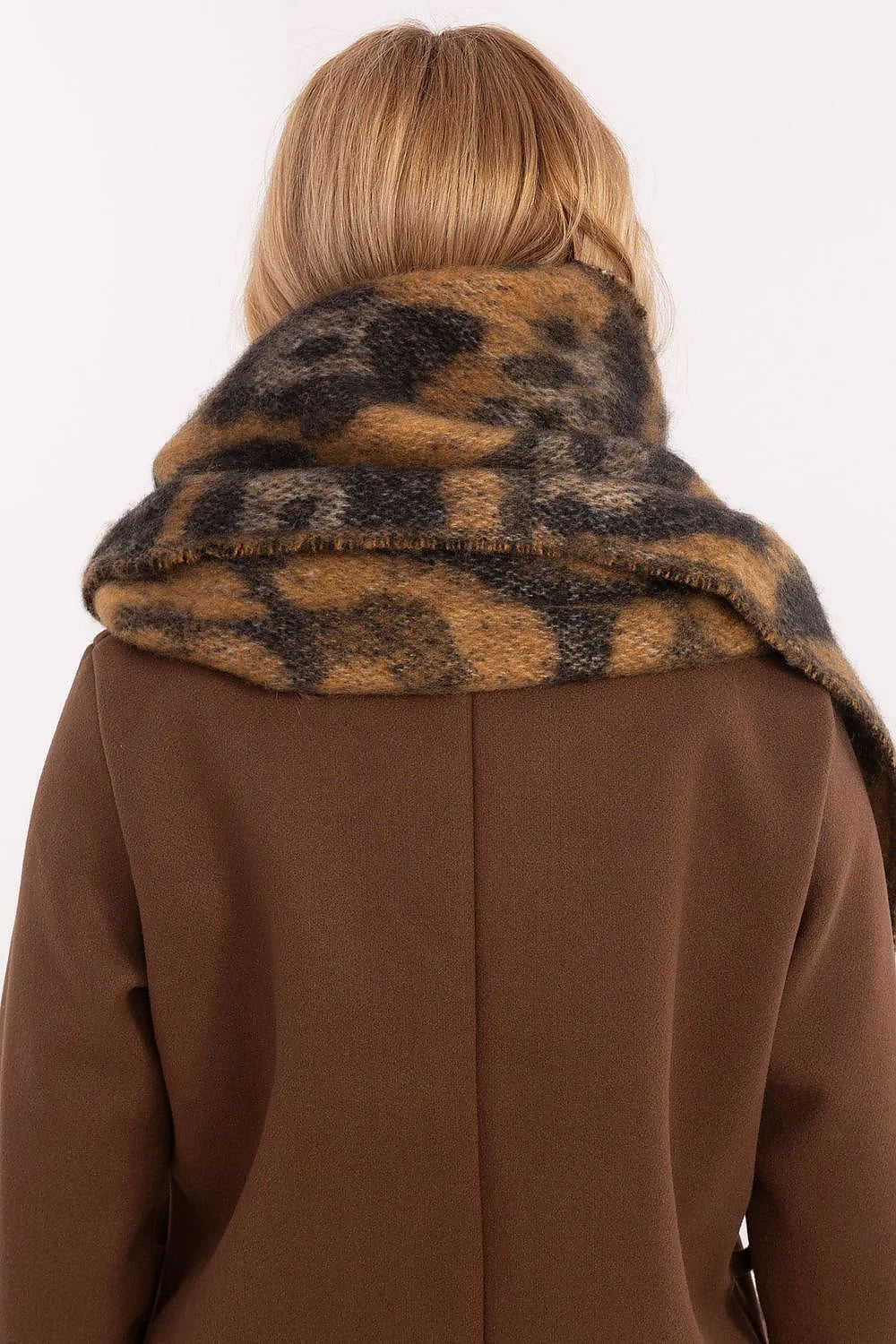 Écharpe moderne en laine motif animal châles longs franges blanches mode hiver femmes polyester 100%
