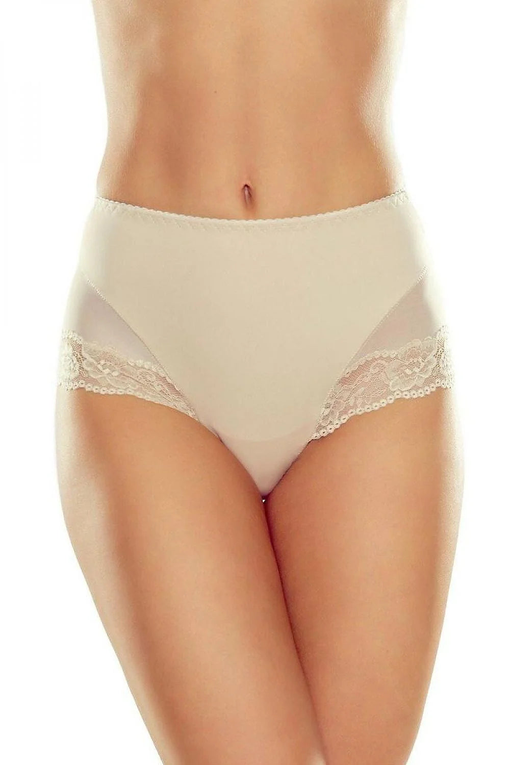 Culottes taille haute dentelle microfibre nylon beige clair femmes confort élégance soutien optimal coupe ajustable lingerie féminine